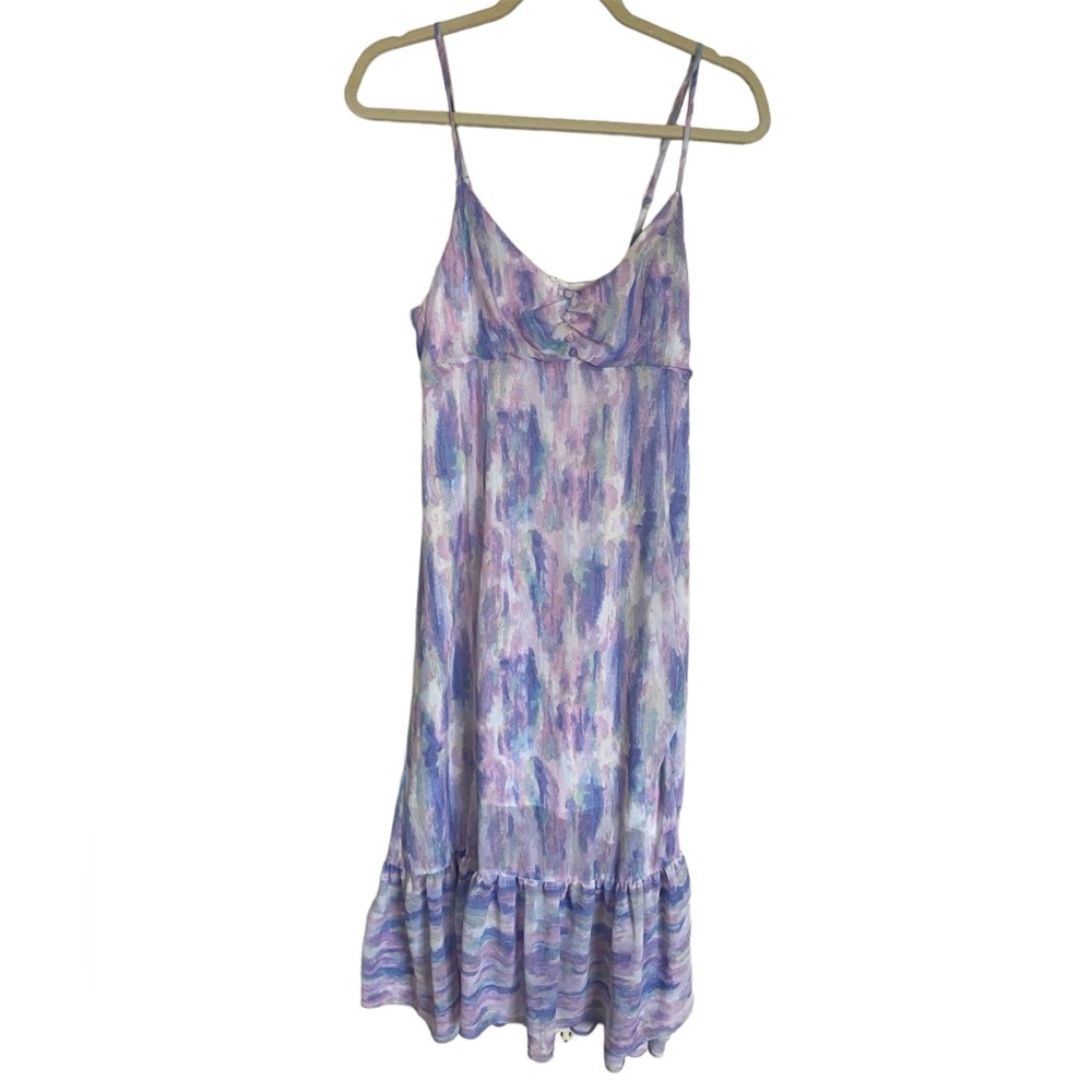 Hem & Thread Chiffon Maxi Dress Size L Lined W/slit